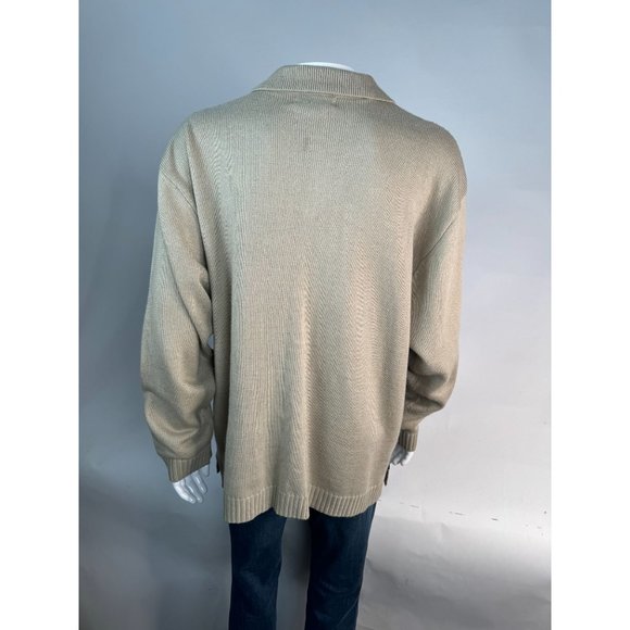 Virgola Uomo Patchwork Sweater Cardigan Size XL Beige Suede Suede, Ramie - Picture 14 of 16
